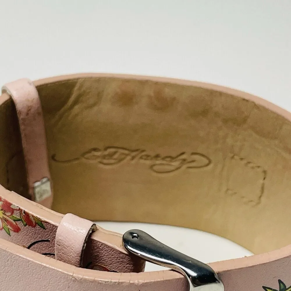 Ed Hardy Leather Pink Floral Watch. 0054 - Picture 8 of 9